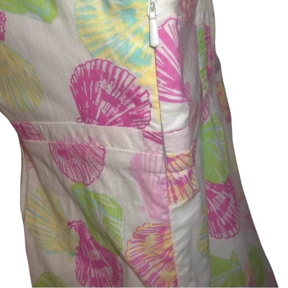 LILLY PULITZER Seashell Print Smocked Cotton Strapless Lining Dress Size 0- XS - Picture 3 of 7
